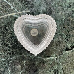 Vintage Heart-Shaped Crystal Jewelry Dish with Lid